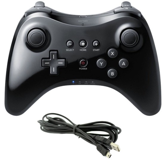 Wireless Classic Pro Controller Joystick Gamepad for Nintend wii U Pro with USB Cable black