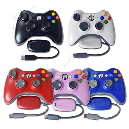 Wireless Controller Joysticks Bluetooth Vibration Gamepad Handle with 2.4G Receiver Compatible for Xbox360 PC White