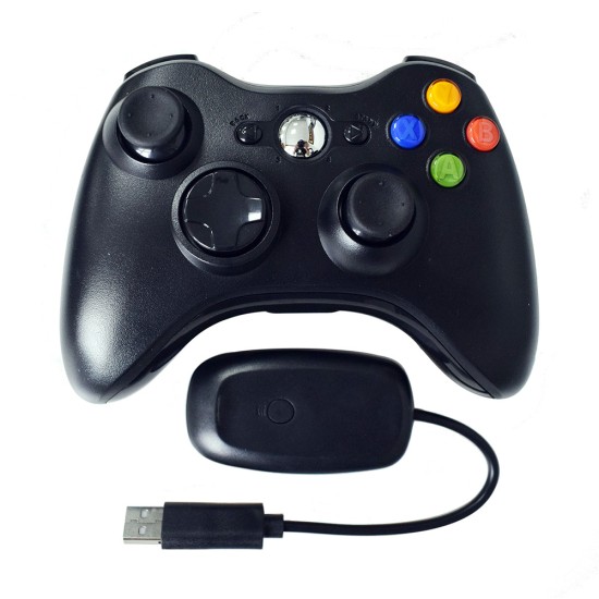 Wireless Controller Joysticks Bluetooth Vibration Gamepad Handle with 2.4G Receiver Compatible for Xbox360 PC White