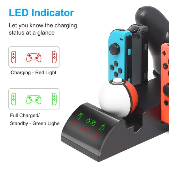 Wireless Game Controller Base Gamepad 8-in-1 Charger Base for Switch Joy Con 19035 with US regulations adaptor