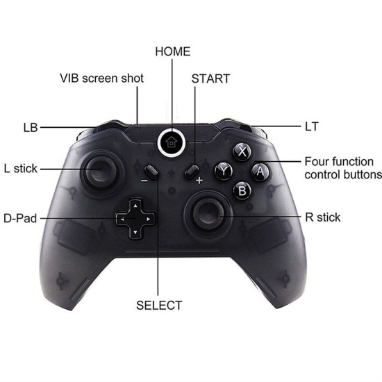 Wireless Gamepad Controller Dual Motor Vibration Somatosensory Game Control Handle Compatible For Switch Console black