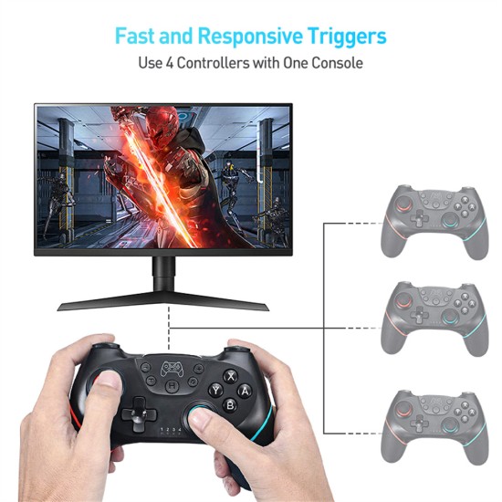 Wireless Gamepad Game Joystick Controller Bluetooth for Switch Pro Console Left Orange Right Purple