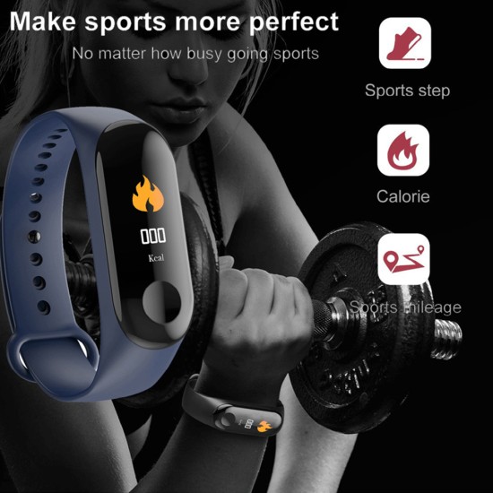 M3 Men Smart Wristband Color Screen Smart Band IP67 Waterproof Blood Pressure Heart Rate Activity Fitness black