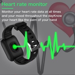 Smart Bracelet Color Screen Heart Rate Smart Band Fitness Tracker IP67 Waterproof SmartWatch - Black