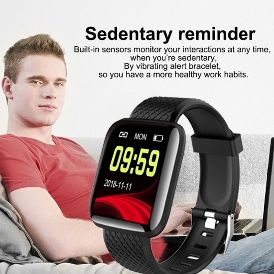 Smart Bracelet Color Screen Heart Rate Smart Band Fitness Tracker IP67 Waterproof SmartWatch - Black