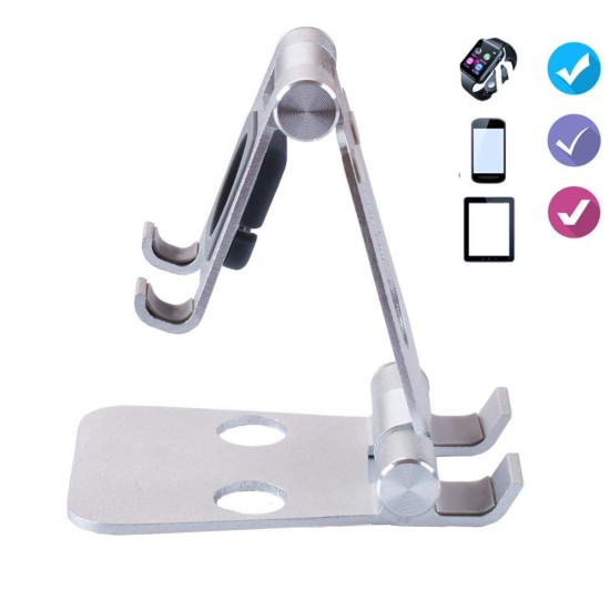 Adjustable Aluminum Portable Desktop Stand for Smartphone iPhone iPad Laptops iWacth Silver