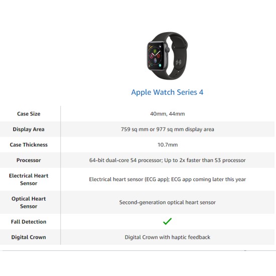 Apple Smart iWatch Series 4 Health Monitoring Lightweight Watch (GPS+Cellular / 44mm / 40mm) Sea_GPS 44mm