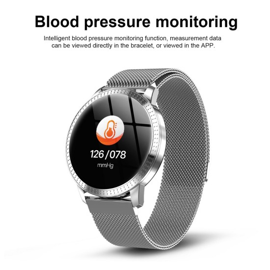 CF18 Smart Bracelet Round Color Screen Waterproof Heart Rate Blood Pressure Smart Watch Smart Wristband Pedometer Fitness Tracker Silver magnetic section