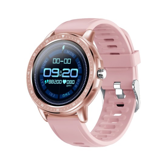 CF19 Smart Bracelet Round Dial 240*240 Touch Screen Heart Rate Monitor Step Counts IP67 Waterproof Wristwatch Pink