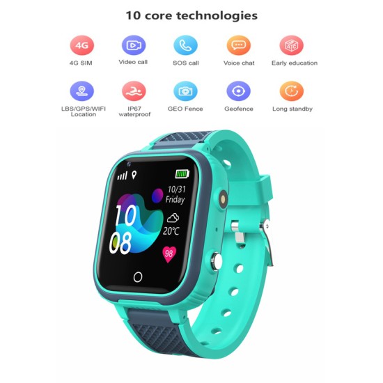 Children's Smart  Phone  Watch 4g Full  Netcom Multifunctional Waterproof Mobile Phone Watch" Pink