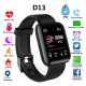 D13 Bluetooth Heart Rate Blood Pressure Smart Watch Fitness Tracker Bracelet blue