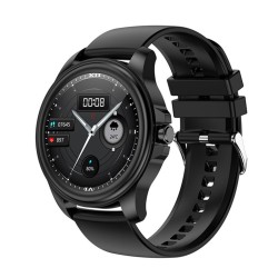 E89 Smart Bracelet HD Full Touch-screen Smartwatch ECG Blood Pressure Blood Oxygen Monitoring Black Leather