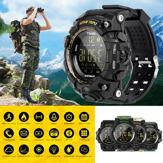 EX16S Waterproof Smart Sport Watch Bluetooth Pedometer Men Wristwatch army green