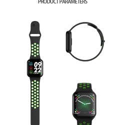 F9 Smart Bracelet Full Color Screen Touch Smartwatch Multiple Motion Patterns Heart Rate Blood Pressure Sleep Monitor  Black shell black green belt