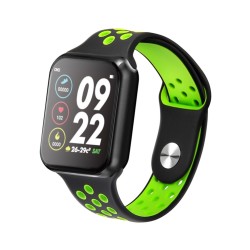 F9 Smart Bracelet Full Color Screen Touch Smartwatch Multiple Motion Patterns Heart Rate Blood Pressure Sleep Monitor  Black shell black green belt