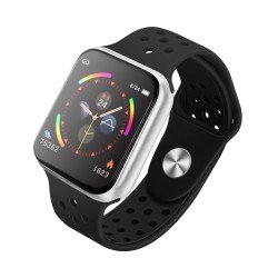 F9 Smart Bracelet Full Color Screen Touch Smartwatch Multiple Motion Patterns Heart Rate Blood Pressure Sleep Monitor  Silver shell black belt