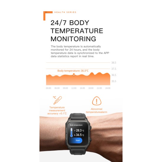 F900 Intelligent  Watch Heart Rate Blood Pressure Blood Oxygen Temperature Monitoring Tools Sport Smartwatch black