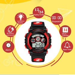 Fashionable Children Electronic Watch Students Waterproof Luminous Wristwatch Sports Watch Gift Black blue