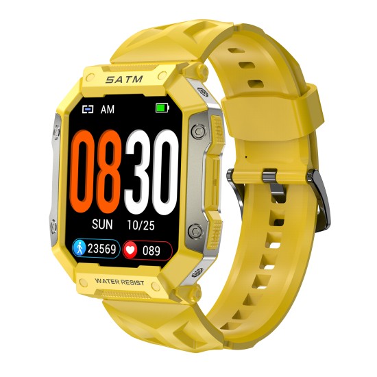 Full Touch Smart Watch Blood Pressure Oxygen Monitor 5 Atm Waterproof Fitness Bracelet for Android Xiaomi Yellow