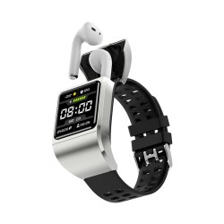 G36pro 2-in-1 Intelligent Watch Tws Bluetooth-compatible Headset Pedometer Heart Rate Monitoring Waterproof Touch-screen Sports Bracelet silver