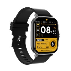 Gt20 Smart Watch 1.69 Inch Full Touch Bluetooth Call Music Watch Health Monitoring Bracelet Black Silicone Strap