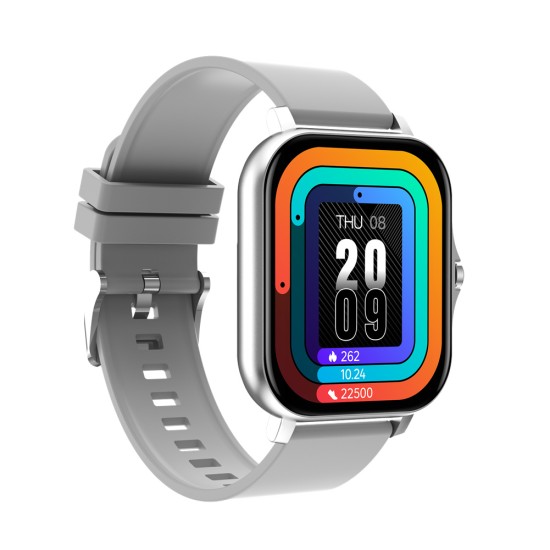 Gt20 Smart Watch 1.69 Inch Full Touch Bluetooth Call Music Watch Health Monitoring Bracelet Silver Silicone Strap