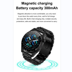 HK3 Pro Men Women Sports Smart Watch Bluetooth-compatible Call Music Heart Rate Monitor Smartwatch black belt