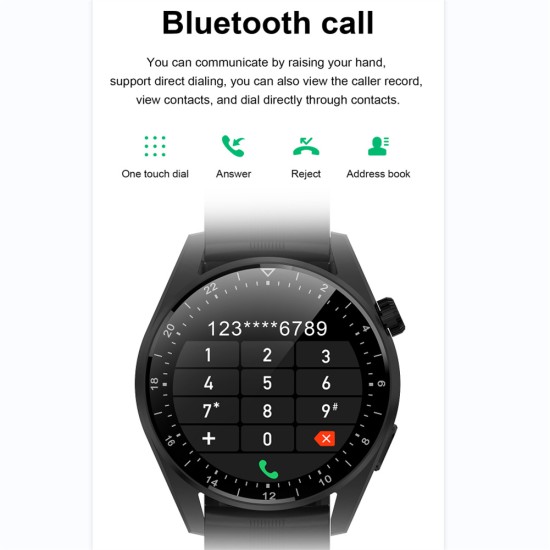 HK3 Pro Men Women Sports Smart Watch Bluetooth-compatible Call Music Heart Rate Monitor Smartwatch black belt