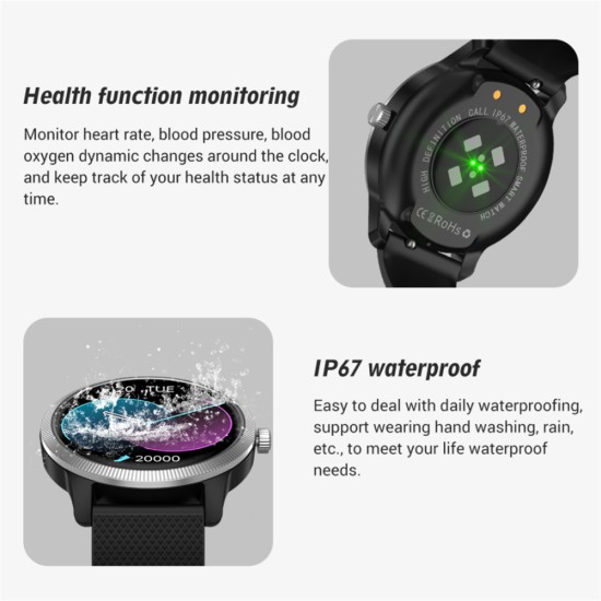 HW22 Smart Watch 1.32-inch HD Round Screen IP67 Waterproof Bracelet Heart Rate Monitoring Golden