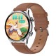 Hk8pro Nfc Smart Watch Synchronized Bluetooth Calling Sports Music Smartwatch Silver Brown Leather Belt