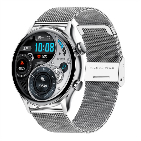 Hk8pro Nfc Smart Watch Synchronized Bluetooth Calling Sports Music Smartwatch Silver Steel Belt