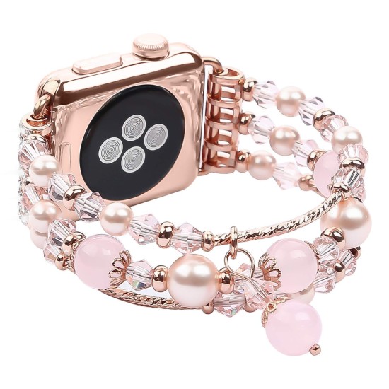 Jewelry Agate Watchband for iwatch Smartwatch Accessaries Pink_38-40MM