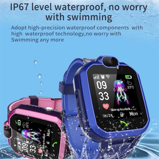 Kids Phone Watch GPS Two-way Positioning 1.44-inch HD Touch-screen Anti-lost Monitor Black