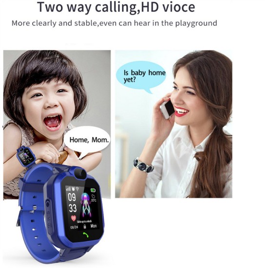 Kids Phone Watch GPS Two-way Positioning 1.44-inch HD Touch-screen Anti-lost Monitor Blue