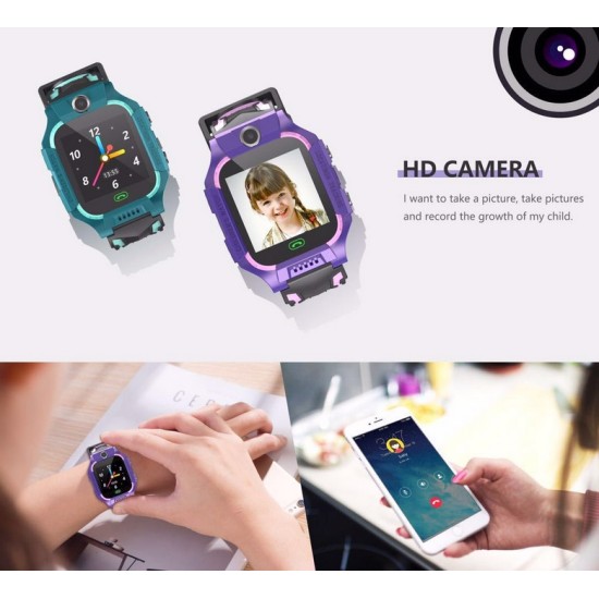 Kids Smart Watch Phone Kids GPS Tracker Watch with SOS Anti-Lost Alarm Sim Card Slot Touch Screen Alarm Clock Digital Wrist Watch E12 for Boys and Girls purple