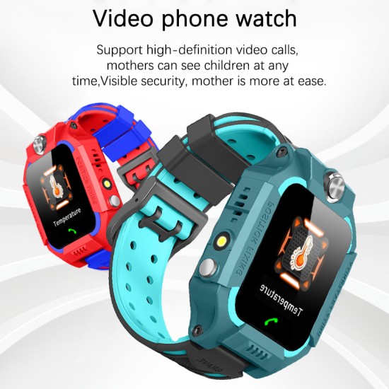 Kids Temperature Detection Smart Bracelet 1.44 Inches Color Touch Screen 400mah Remote Monitoring Intercom Watch blue