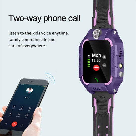 Kids Temperature Detection Smart Bracelet 1.44 Inches Color Touch Screen 400mah Remote Monitoring Intercom Watch purple