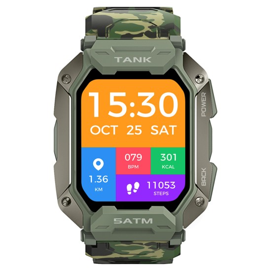 Kospet Tank M1 Outdoor Smart Watch 380mah Battery 5ATM Waterproof Bluetooth Sports Smartwatch Green