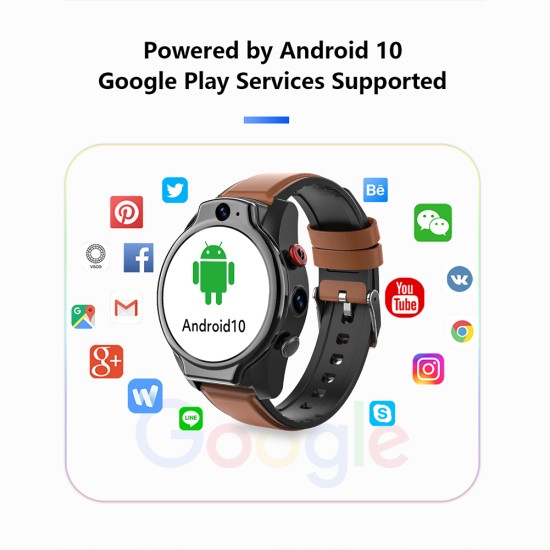 LEMFO Lem14 Smart Watch 4g 5atm Waterproof Android 10 Dual Camera Brown Black