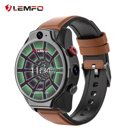 LEMFO Lem14 Smart Watch 4g 5atm Waterproof Android 10 Dual Camera Brown Black