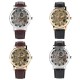 Luxury Automatic Mechanical Watch Alloy Skeleton Wristwatches Gifts for Man Silver shell brown belt