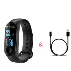 M3 Pro Smart Watch Sport Band Blood Pressure Sleep Monitor Drinking Remind Wristband Bracelet black