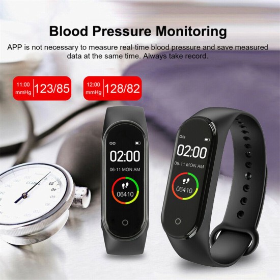 Men Women M4 Smart Digital Watch Heart Rate Monitoring Calorie Counter Running Pedometer Fitness Tracker Bracelet Red