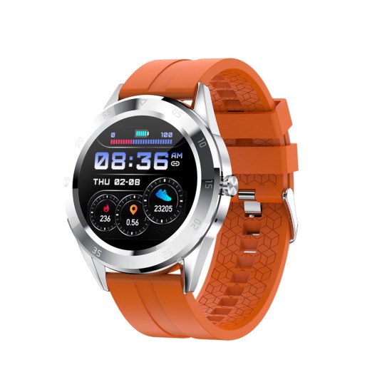 Metal Y10 Waterproof Smart  Watch Heart Rate Blood Pressure Step Counting Calorie Burn Testing Monitor Sports Fitness Tracker Smartwatch silver orange