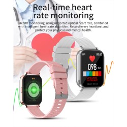 Mt28 Men Women Smart Watch 1.54-inch Large Full Touch-screen Multi-functional Sports Wristwatch Compatible For Ios Android White_Silicone belt