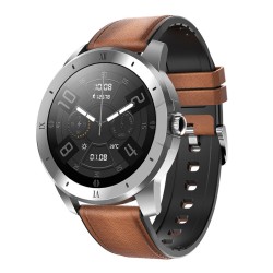 Mx12 Smart Watch Bluetooth Call Music Player Sports Bracelet Keep Health Smart Watch Black dial brown leather belt