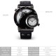 New OYang Aviator Pilot Army Military Sports Quartz Mens Wrist Watch Dual Time Black Leather Band [Black]