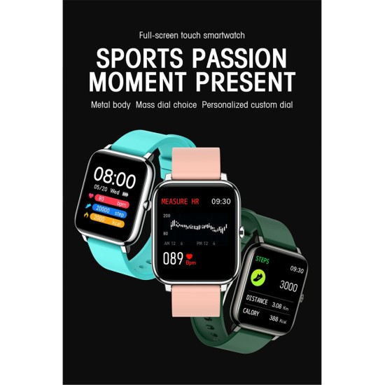 P22 Multi Function Smart  Watch Ip67 Waterproof Sports Fitness Heart Rate Blood Pressure Monitoring Bracelet Health Management Black white