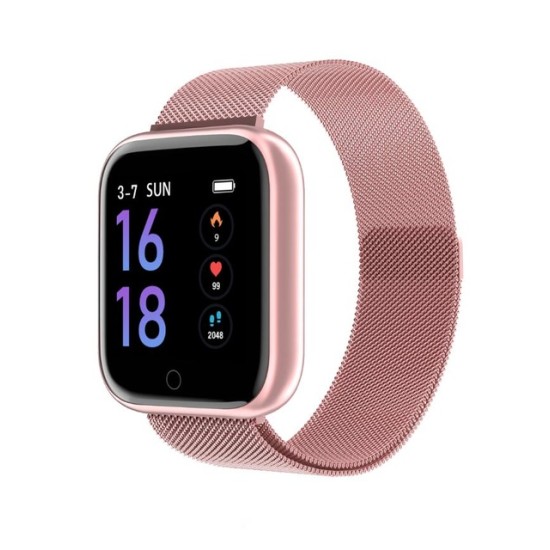 P70 Smart Watch Blood Pressure Heart Rate Monitor IP68 Fitness Bracelet Watch Women Men Smartwatch  Pink