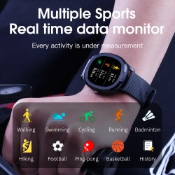 Plastic Smart Bracelet Watch Body Temperature Detection Heart Rate Blood Pressure IP68 Waterproof Black steel